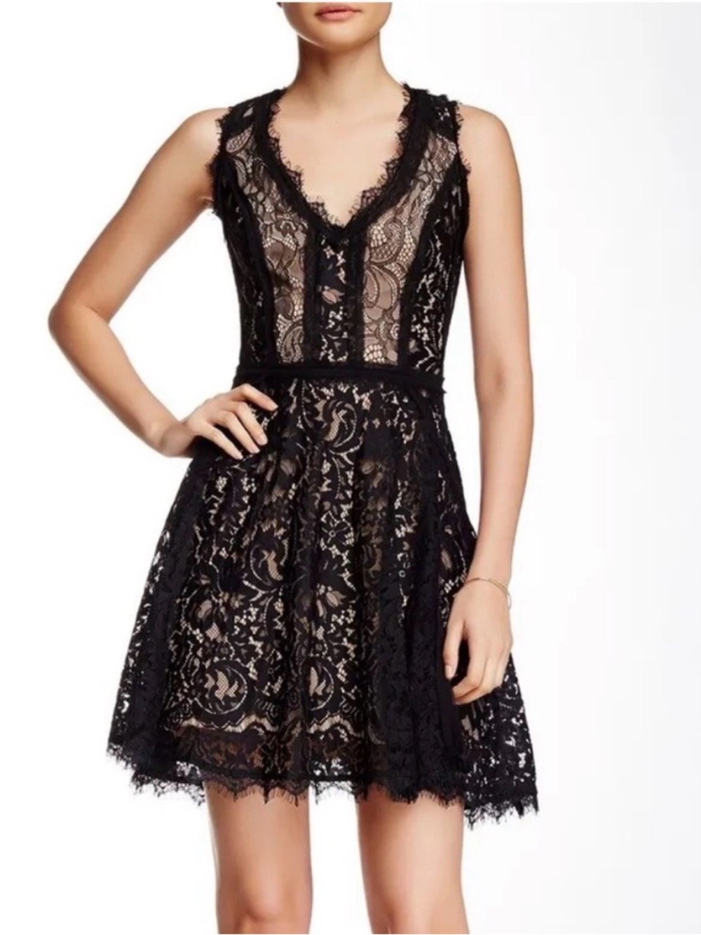 Revolve Heartloom Black Lace Fit & Flare Sz S Dress NWT Coquette Dark Romantic